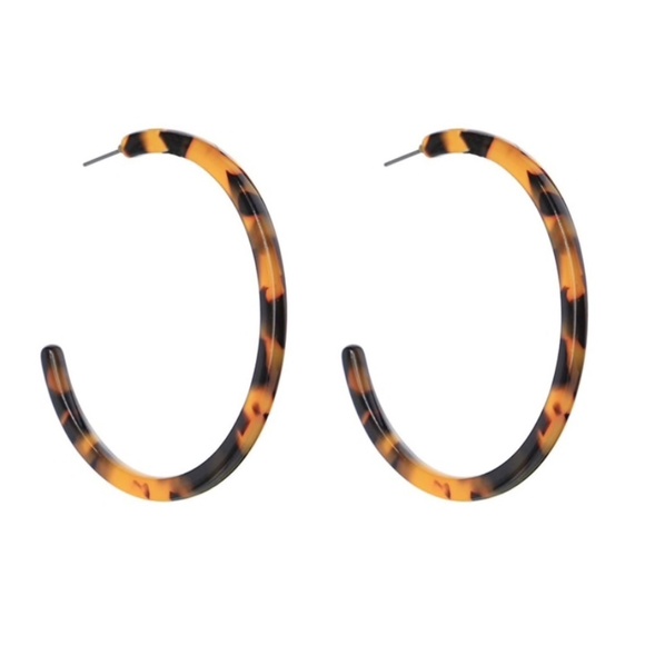 Faux Tortoise Shell Hoop Earrings - Picture 1 of 1